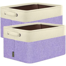 2-pack tygförvaringslådor för hyllor, linneförvaringskorgar för organisering, dekorativa garderobslådor för kläder, hem (lavendel, 43 x 33 x