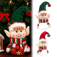 Bonbongläser mit Schneemann-Weihnachtsmann-Deckel – Transparente Keksdose zur Aufbewahrung von Snacks, Material, 2 verschiedene Motive (Grün)