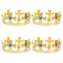 Conjunto de 4 Coroas de Rei e Rainha em Plástico para Fantasia, 17x17cm