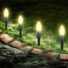 Guirnalda de luces navideñas C9 de 7,8 metros (25,7 pies), con 20 bombillas blancas cálidas, resistente al agua, colgante o enchufable, ideal para