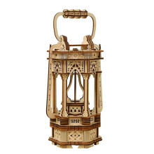 Drewniany Trójwymiarowy Montaż Lampa Retro Ręcznie Robiona DIY Montaż Latarnia Ozdoby na Biurko w Starożytnym Stylu