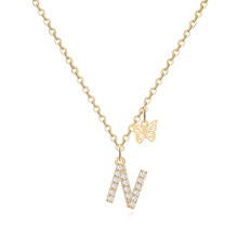 DESIGNICE Initialen-Halsketten für Damen, kupferplattierte 18-Karat-Echtgold-Halskette für Damen, Noble Shine Buchstaben-Halskette für Damen,