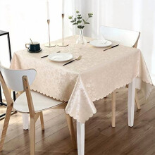Nappe carrée, nappe en vinyle imperméable et résistant, lavable et facile à nettoyer, idéale pour la cuisine et la salle à manger (beige, 137