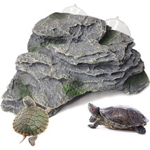 Platforma na vyhrievanie korytnačiek – veľké kamenné mólo pre korytnačky, žaby a mloky (19,4 cm x 16,3 cm x 7 cm), lezecká rampa pre plazy