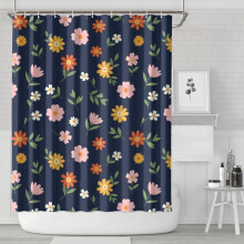 Blommigt duschdraperi 204x183 cm med 12 krokar