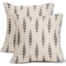 Housses de coussin bohèmes noires 40x40 cm, lot de 2, imprimé géométrique ethnique vintage à chevrons, coussins décoratifs en lin pour canapé,
