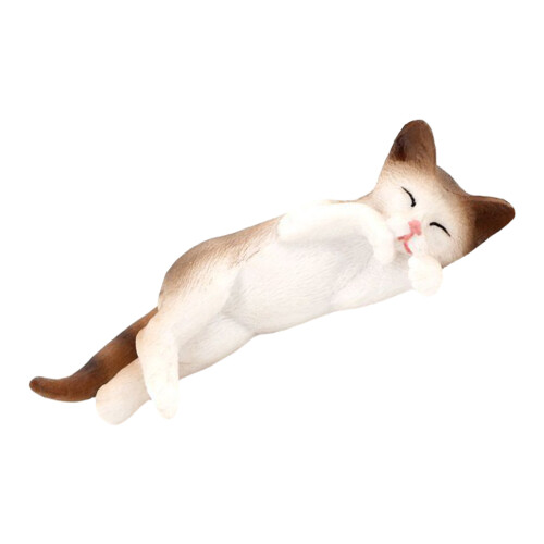 2Pcs Adorable Cat Figurine Brown Plastic Desktop Ornament 1