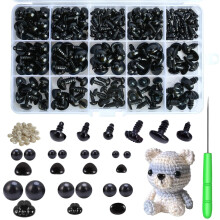 Safety Eyes and Noses, 462Pcs Black Plastic Stuffed Crochet Eyes with Washers for Crafts