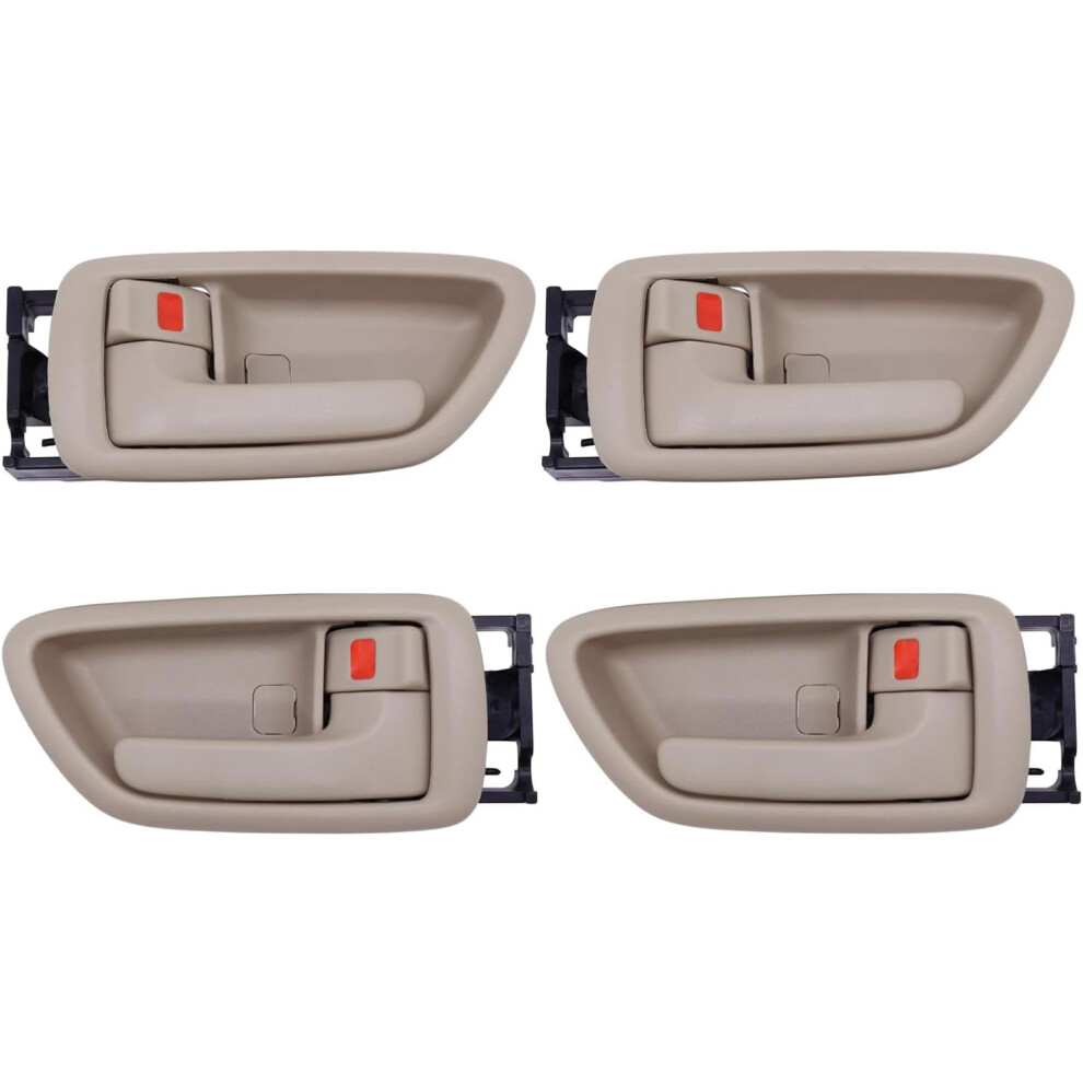 4Pcs Interior Door Handles W/Bezel Compatible With 2000-2007 Toyota Sequoia, 2004-2006 Tundra (Crew Cabs), 2000-2004 Avalon Beige 9104899372802