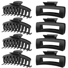 Lot de 8 grandes pinces à cheveux noires pour femmes, adaptées aux cheveux fins, épais et bouclés, maintien ferme, 11 cm, antidérapantes,