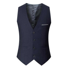 Colete masculino plus size de cor sólida para negócios, casamentos e festas formais. Blazer slim azul marinho.