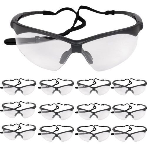 12 par klare polycarbonat sikkerhedsbriller