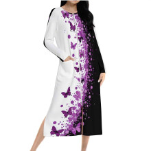 Damespyjamajurk met bloemenprint, zakken, ritssluiting aan de voorkant, raglanmouwen en dubbelzijdig fleecevoering – maten S-2XL