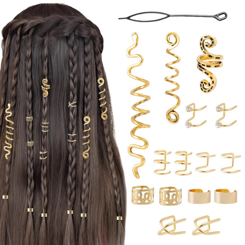 Perline per capelli dorate, design minimalista, 18 pezzi
