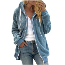 Cappotto invernale casual da donna caldo foderato in pile con cappuccio