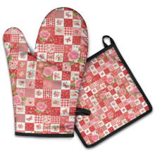 Gants de cuisine Pioneer Flower à motif floral (lot de 2), résistants à la chaleur, 19,5 cm x 30,5 cm