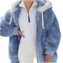 Frakker til kvinder Plus Size Vinter Varm Løs Plys Lynlås Hættejakke Frakkeudsalg
