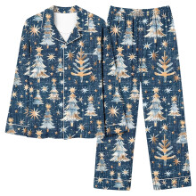 Dame Julepyjamassæt Langærmet2-delt Blødt og Elastisk Nattøj Julegavestrømpe Candy Cane Print Familievenlig Pyjamas Hjemmetøj