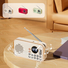 Mini-Digitalradio mit AM/FM-Radio, Lautsprecher, MP3-Player, Unterstützung für TF-Karten/USB-Sticks, LED-Display und Notfall-Taschenlampenfunktion
