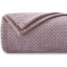 Super Soft King Blanket, Light Purple Silky Flannel Fleece with Leaves Pattern, All-Season Lightweight Bed Blanket (90"x110")