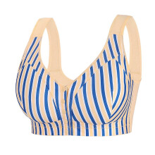 Damesbeha met knoopsluiting aan de voorkant, oversized, modieus en sexy, gestreepte beha zonder stalen ring. Ondergoed met knoopsluiting aan de