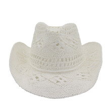 Dames stro cowboyhoed, glinsterende western cowgirlhoed voor de vakantie, opvouwbare strandhoed met brede rand voor de zomer