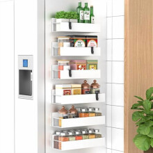 Paquete de 6 organizadores magnéticos para especias para refrigerador y horno, color blanco. Organizadores y almacenamiento para refrigerador.