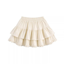Gonna-pantalone da bambina, gonne per bambine, gonna corta casual a tinta unita con elastico in vita, gonna versatile beige 5-6 anni
