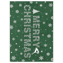 Kerst vloerkleed met sneeuwvlokken, groen, 120 x 180 cm, machinegeprint.