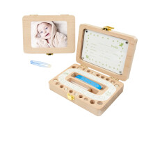 Caja de madera para dientes de leche Organizador de madera para la conservación de dientes de bebé Caja para la recolección de dientes de leche de