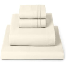 Tweepersoonslakenset – 4-delige Iconic Collection, 2 kussenslopen, 40 cm diepe hoes, verkoelende geborstelde microvezel – Goudivoor