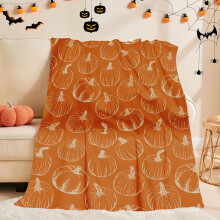 Couverture en flanelle Thanksgiving, motif citrouilles d'automne, idéale pour canapé, lit, cadeau d'Halloween et décoration intérieure