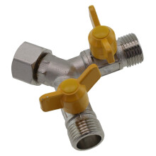Con manijas de metal, conector de válvula de gas, válvula de latón macizo de 1/2 pulgada, adaptador de 3 vías, distribuidor para 2 o 3 conexiones.