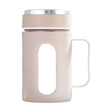 Double-Wall Insulated Glass Coffee Mug with Lid & Handle, Shatterproof Office Tea Cup, Microwave Safe Beverage Container for Hot Cold Drinks