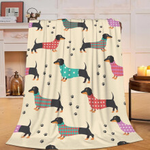 Couverture Teckel 152 x 127 cm – Plaid en polaire ultra doux et moelleux, motif chien teckel, idéal pour les amoureux des animaux et les fans de