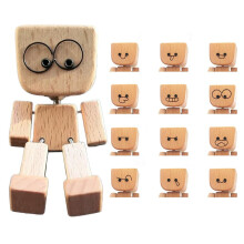 Schuddend houten mannetje, charmant klein houten figuurtje dat wiebelt, draagbaar handgemaakt auto-ornament voor op het bureau, creatief cadeau van