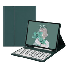 Étui clavier coloré pour Galaxy Tab S8+ 12,4", S7FE, S7Plus 12,4" – Sans fil, touches amovibles, porte-stylet S Pen, vert menthe