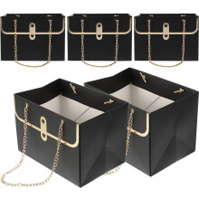 Bolsas de regalo de papel negro con asas metálicas – Paquete de 5