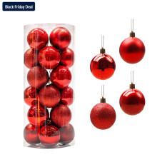 24 stuks kerstballen voor in de kerstboom - hangende kerstballen voor thuis en feestjes - 1,18 inch (ca. 4 cm) rood