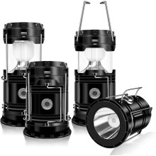 Paquete de 4 linternas solares para acampar, plegables, LED, recargables por USB, luz colgante de emergencia para interiores y exteriores,