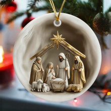 Décorations de Noël sur le thème de la Nativité – Crèche de Noël, sapin et décoration de fenêtre, cadeaux religieux catholiques,
