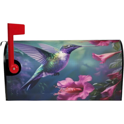 Κάλυμμα γραμματοκιβωτίου Hummingbirds σε φούξια χρώμα, αδιάβροχο μαγνητικό κάλυμμα