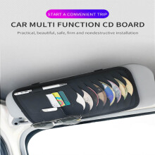 Car CD Case Holder, Vehicle Sun Visor Organizer for Cars with CD DVD Storage Sleeves, 1 Pocket, 1 Pen Holder