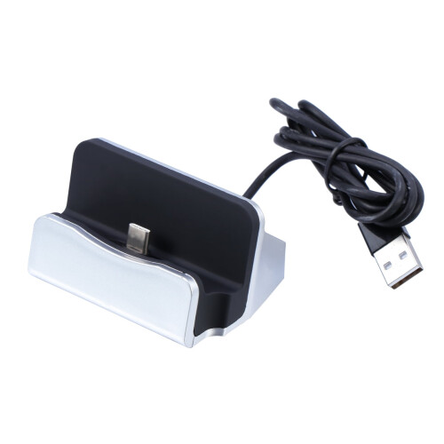 Chargeur de bureau USB-C, socle, interface USB-C, argent