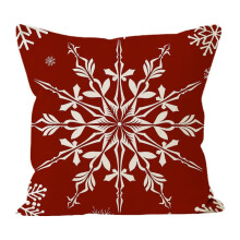 Capa de Almofada Natalina com Flocos de Neve, 45x45 cm, Vermelha e Branca - Decoração de Natal para Sofá, Sala de Estar e Quarto - Compatível com