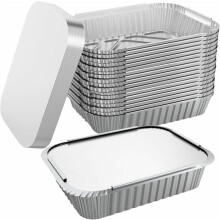 100 Stück 8,3" x 6,2" Einweg-Aluminiumfolienformen mit Deckel, 2,25 Pfund, zum Kochen, Backen, Catering, Meal Prep, Take-away und Einfrieren