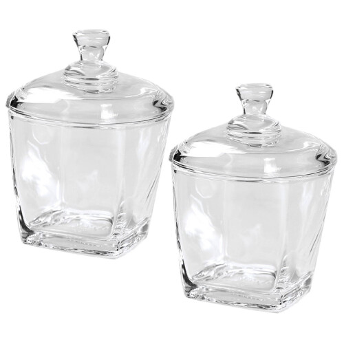 Conjunto de 2 potes de vidro para doces, manteiga e biscoitos, com tampa.