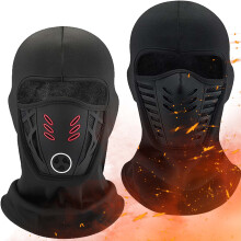 Cagoule rouge doublée polaire antibuée pour lunettes – Masque de motard d'hiver, coupe-vent, thermique et épaisse avec protection du cou,