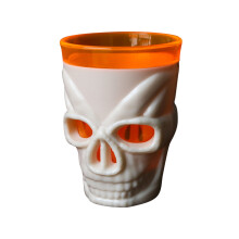 Lichtgevende schedelbeker, LED-knipperende Halloween-drinkbeker – Geschikt voor oranje en witte thema's