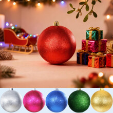 15 cm onbreekbare kerstbal met blauwe glitter, voor boom/krans – 1 stuk